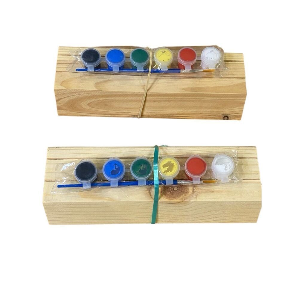 Wood Craft Paint Kit DIY Kids Painting Activity Set Unfinished Wood Blocks Art